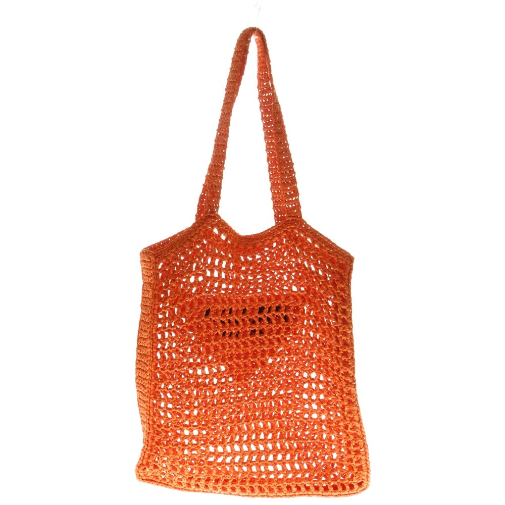 PRADA(プラダ) トライアングルロゴ ラフィア カゴトートバッグ オレンジ×ブラック 1BG393