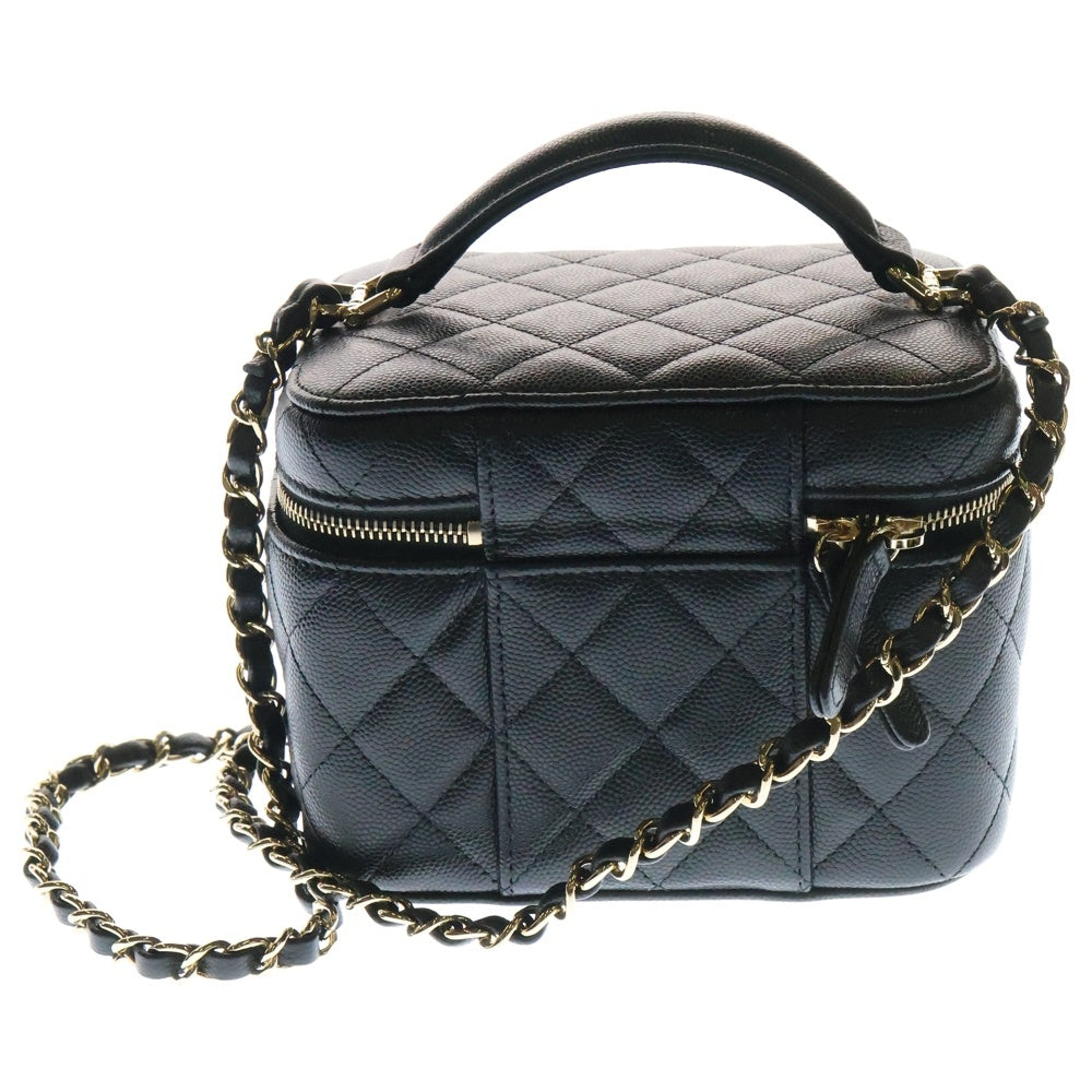 CHANEL(シャネル) ココマーク マトラッセ キャビアスキン 2WAY バニティバッグ チェーンショルダーバッグ ブラック レディース AS3171