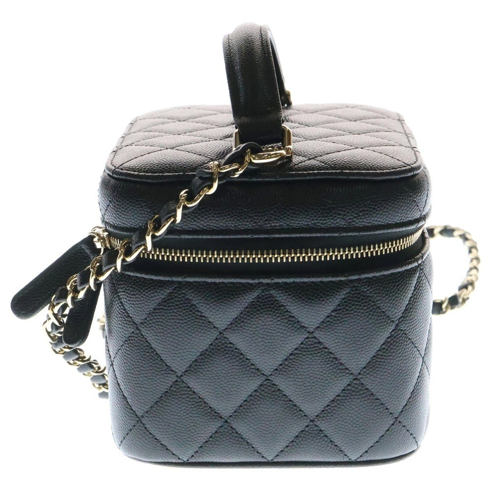 CHANEL(シャネル) ココマーク マトラッセ キャビアスキン 2WAY バニティバッグ チェーンショルダーバッグ ブラック レディース AS3171