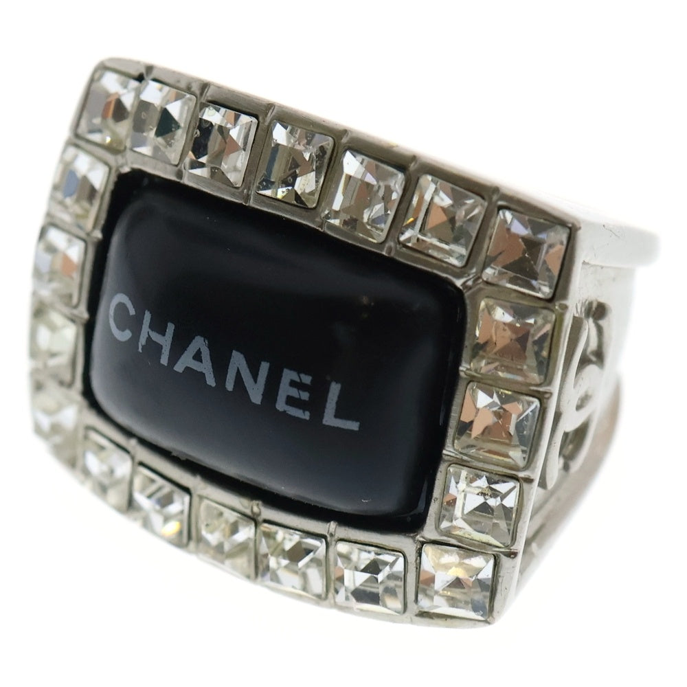 CHANEL(シャネル) ココマーク ラインストーン付ロゴリング 指輪 シルバー 00A