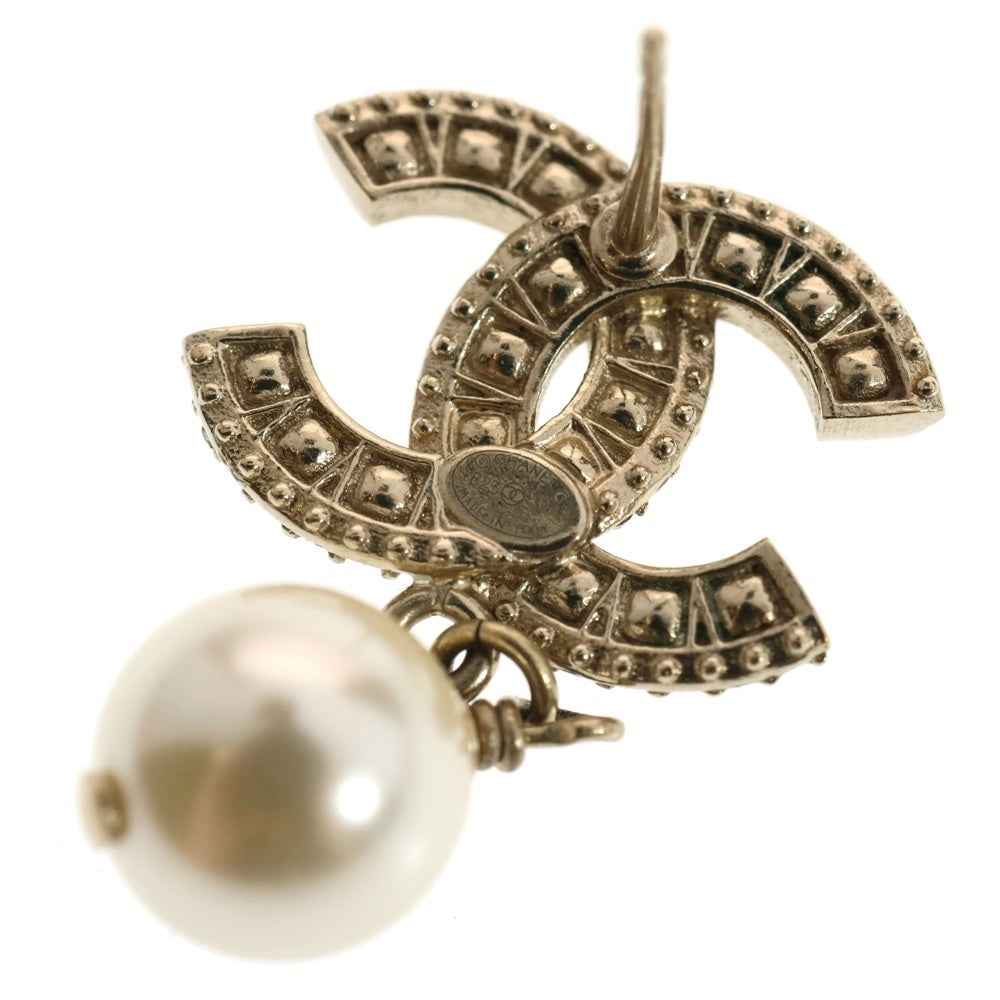 CHANEL(シャネル) ココマーク ラインストーン付パールピアス ゴールド レディース B23V