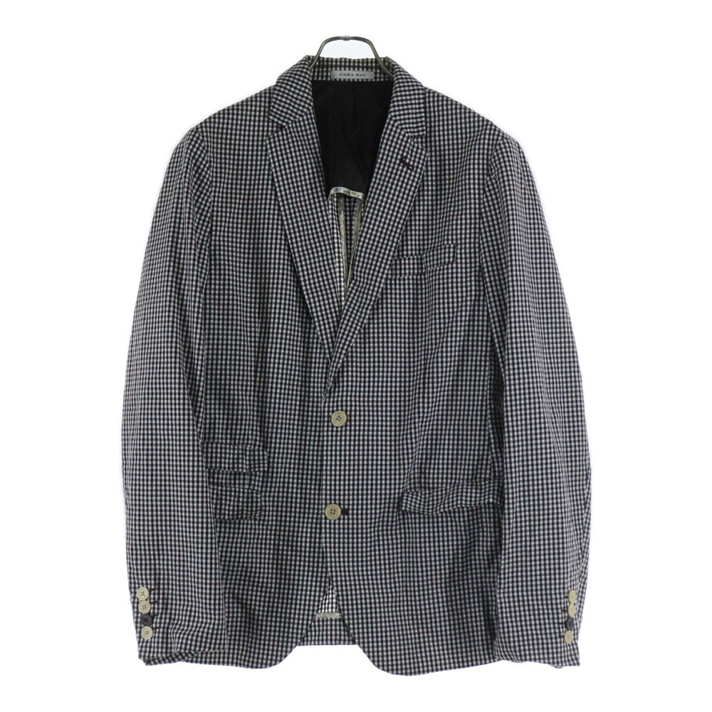 ZARA MAN(ザラマン) チェック柄 テーラードジャケット ブラック×ホワイト 〇