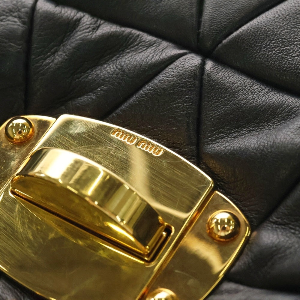 miumiu(ミュウミュウ) ワンショルダーバッグ スタッズ ハンドバッグ ブラックレザー ゴールド金具