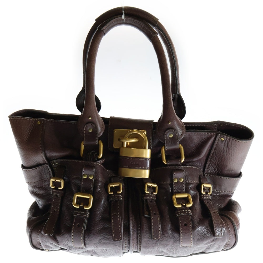 Chloe(クロエ) パディントン ハンドバッグ ブラウン ボルドー レザー ゴールド金具