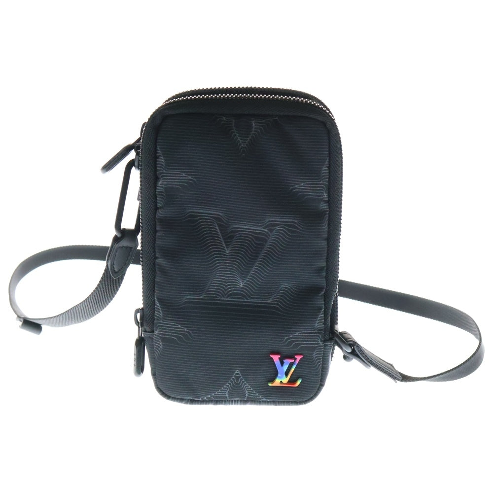 LOUIS VUITTON(ルイヴィトン) 3Dモノグラム ダブルフォンポーチ M80141 ナイロン ブラック ショルダーバッグ