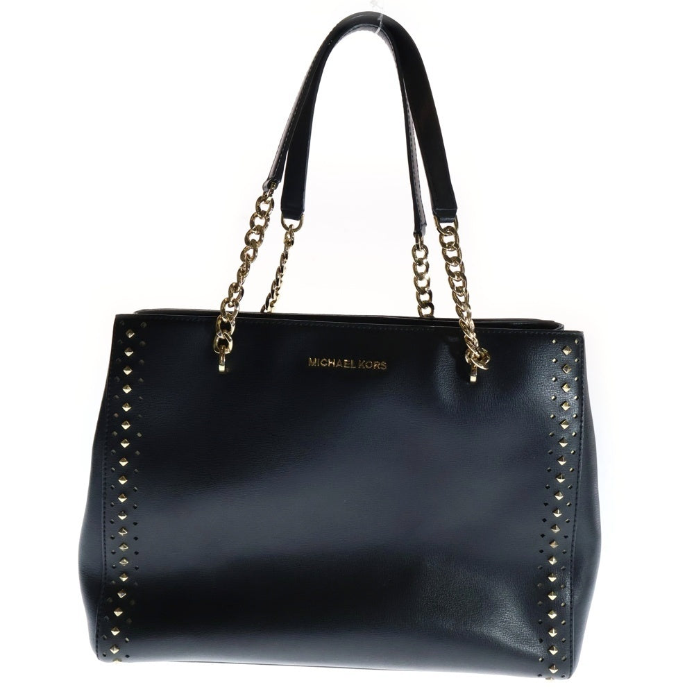 MICHAEL KORS(マイケルコース) ロゴ スタッズ付 レザーチェーントートバッグ ブラック レディース