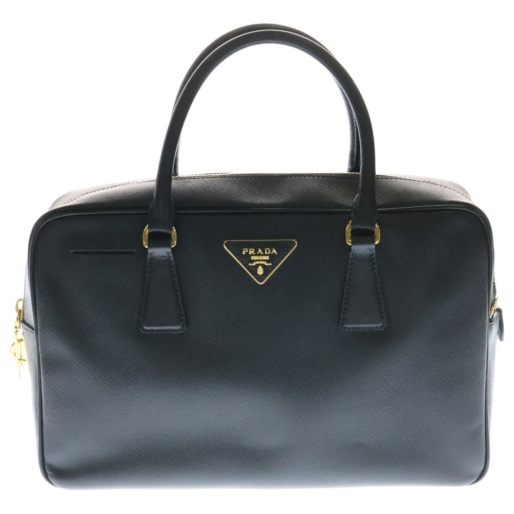 PRADA(プラダ) サフィアーノ 2WAYハンドバッグ ショルダーバッグ ブラック ゴールド金具 ロゴ三角プレート レザー BL0095