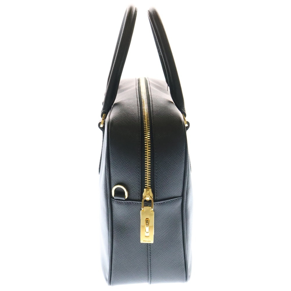 PRADA(プラダ) サフィアーノ 2WAYハンドバッグ ショルダーバッグ ブラック ゴールド金具 ロゴ三角プレート レザー BL0095