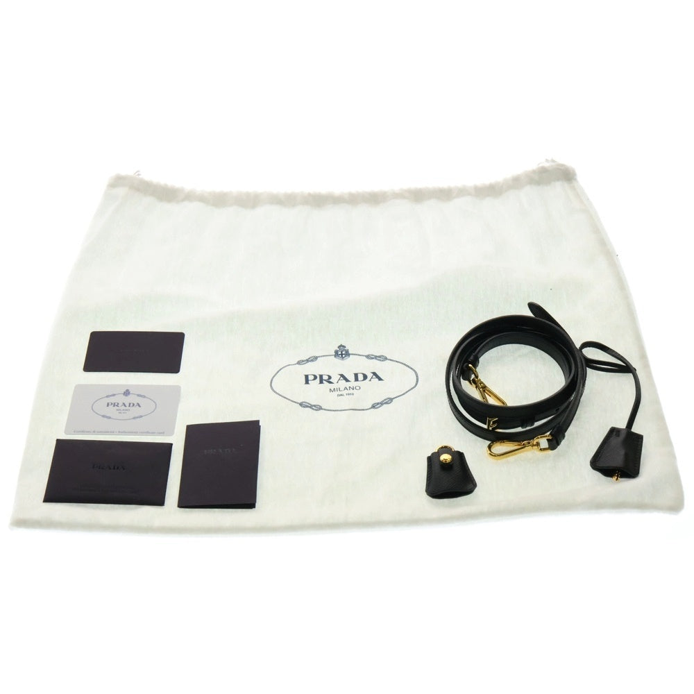 PRADA(プラダ) サフィアーノ 2WAYハンドバッグ ショルダーバッグ ブラック ゴールド金具 ロゴ三角プレート レザー BL0095