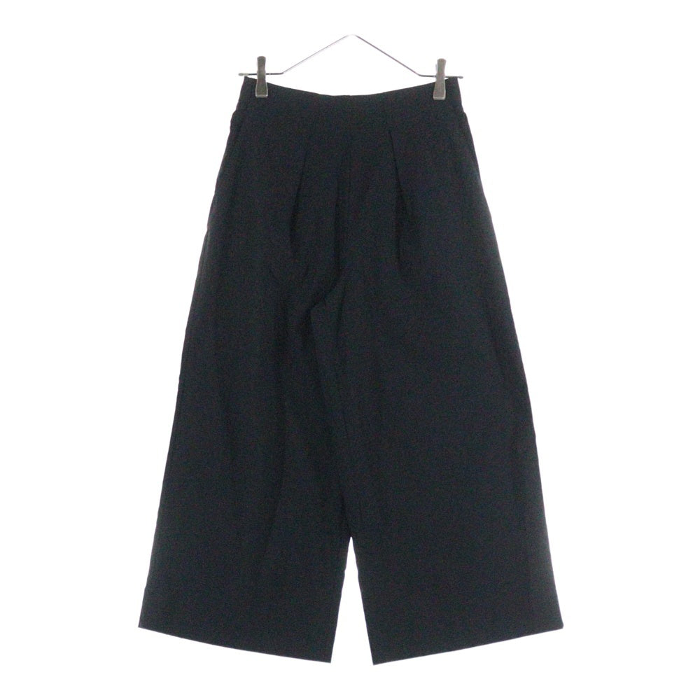 DoCLASSE(ドゥクラッセ) ウエストゴム 1タック ワイドストレート パンツ ブラック レディース