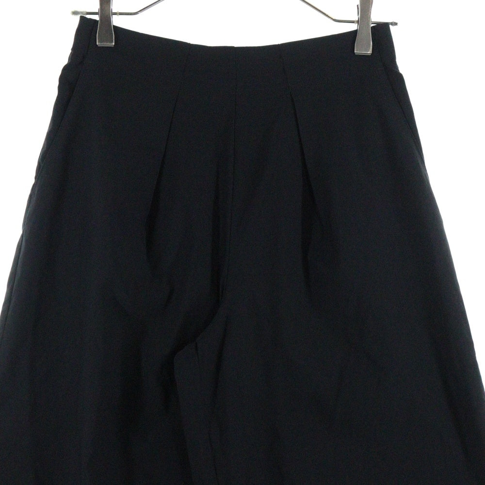 DoCLASSE(ドゥクラッセ) ウエストゴム 1タック ワイドストレート パンツ ブラック レディース