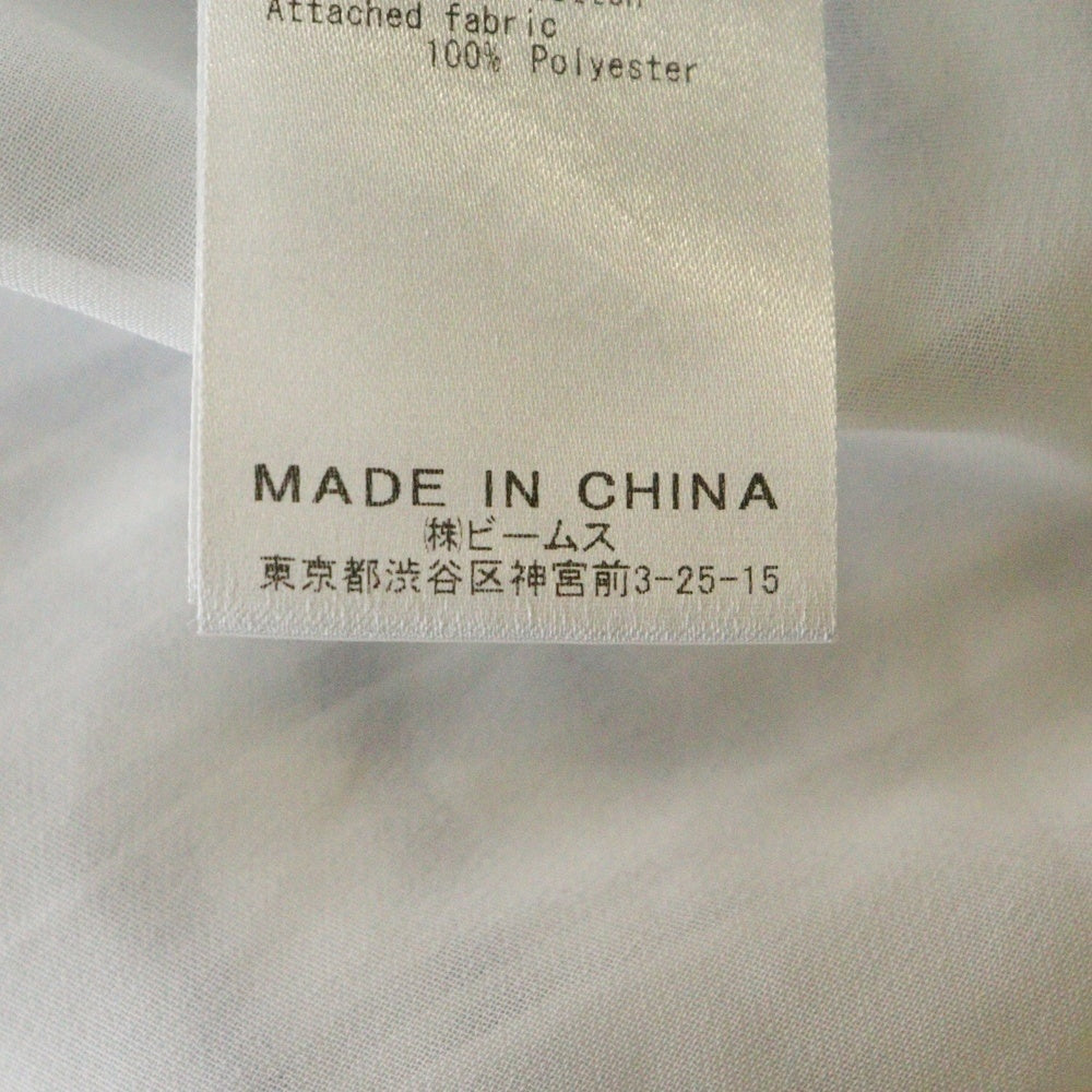 BEAMS HEART(ビームス ハート) マリンボーダー総柄 バックスリット シアープリーツ レイヤード 半袖Tシャツ カットソー ホワイト/ブルー レディース