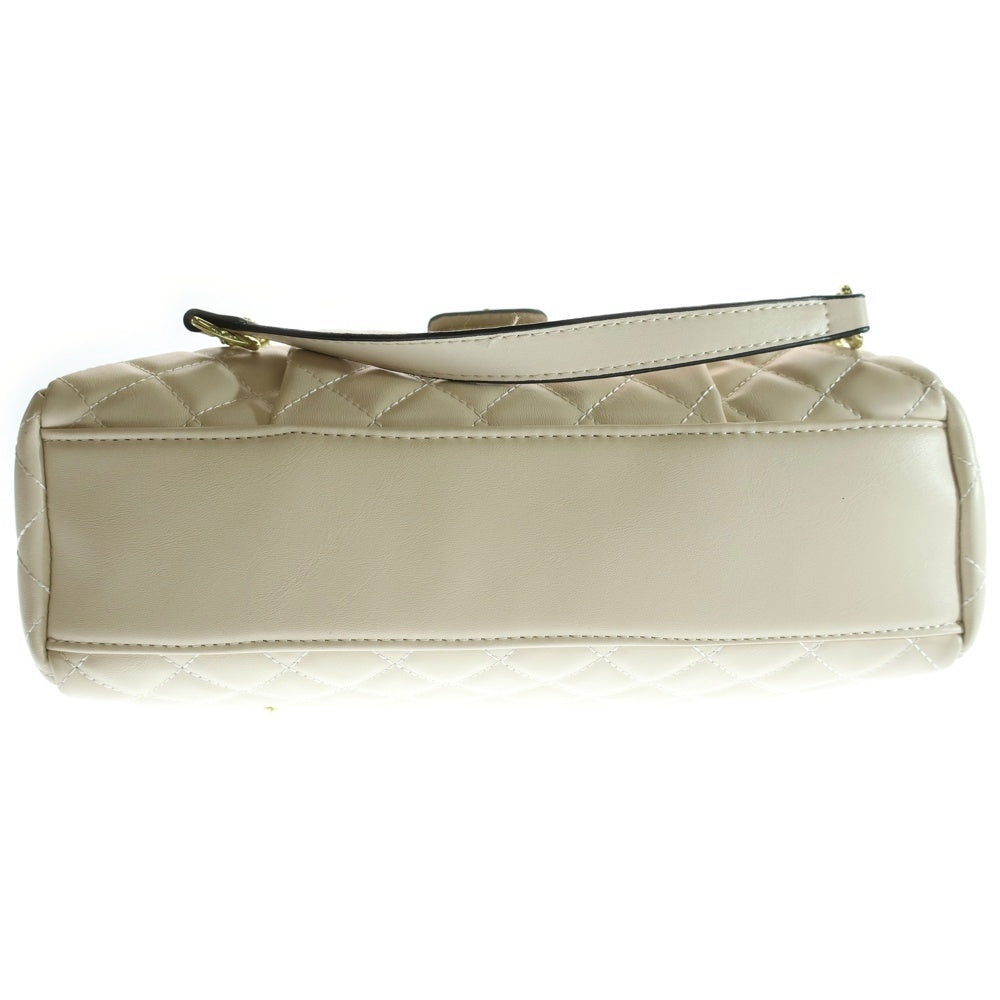 NO BRAND(ノーブランド) フェイクレザー ターンロック キルティング チェーンショルダーバッグ ゴールド金具 ホワイト