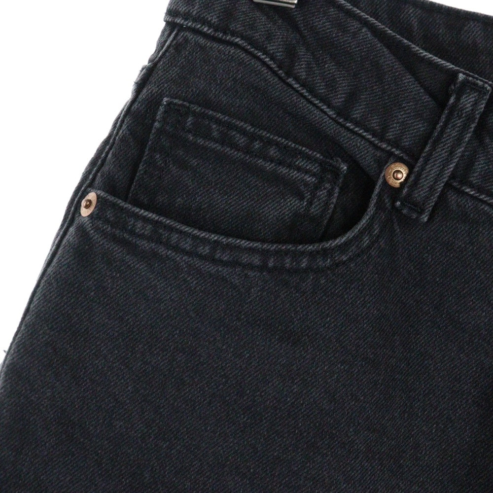 H&M(エイチアンドエム) ウォッシュ加工 テーパード デニムパンツ ブラック レディース