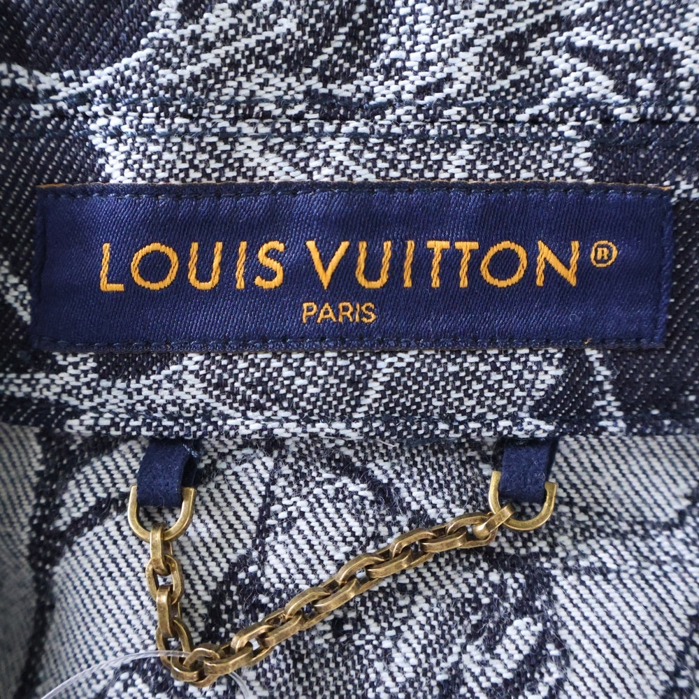LOUIS VUITTON(ルイヴィトン) 24AW ロゴ刺繍 フラワー総柄 ジャガード デニム 半袖シャツ グレー RM242MM LJG HRS25W