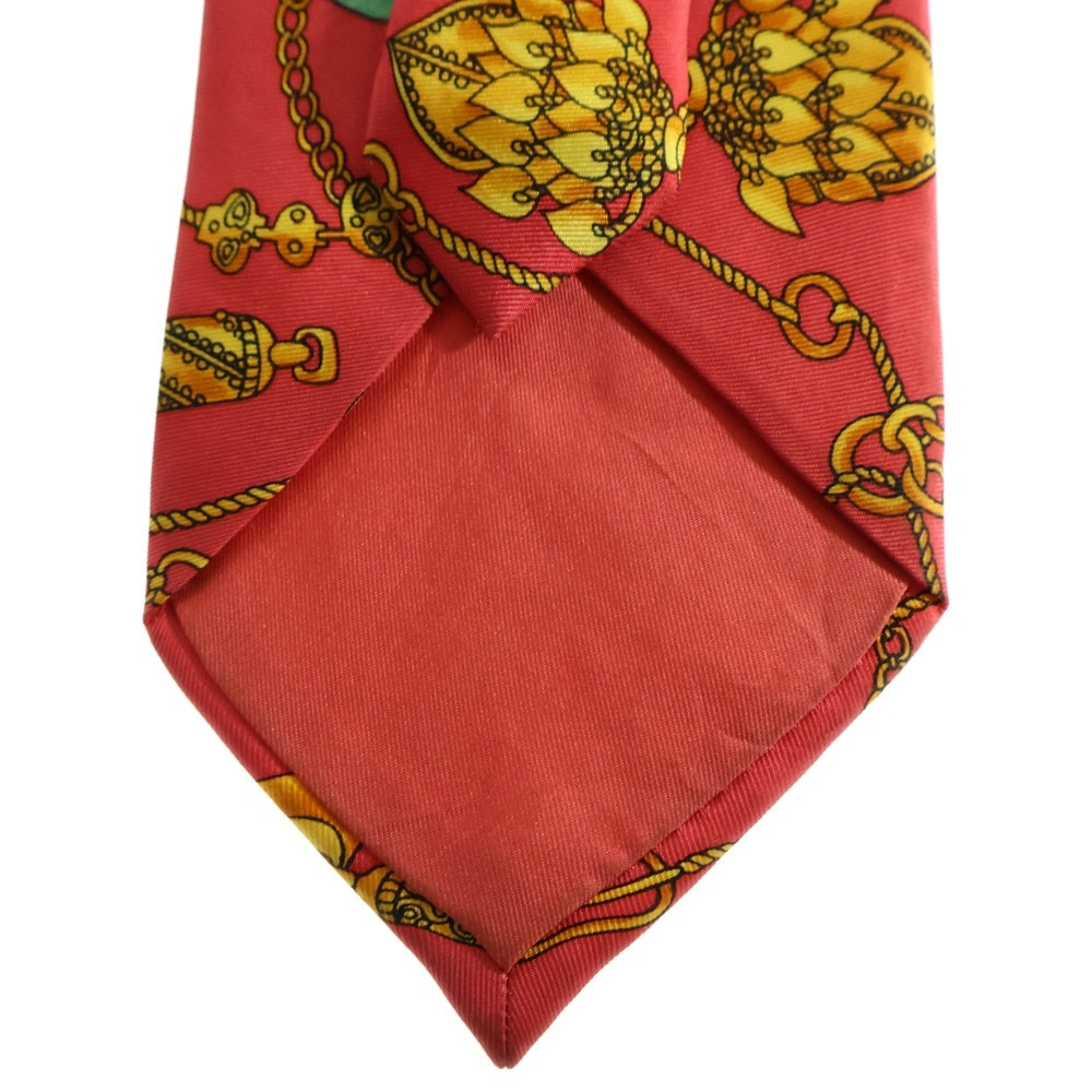 HERMES(エルメス) ネクタイ 宝石 柄 サーモンピンク シルク