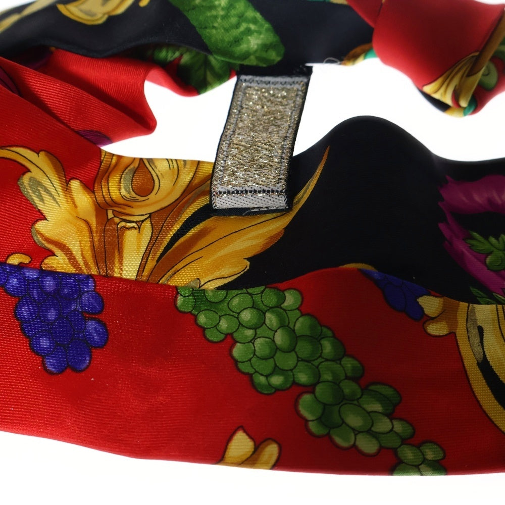 VERSACE(ヴェルサーチ) バロック総柄プリント シルク ネクタイ ブラック/レッド