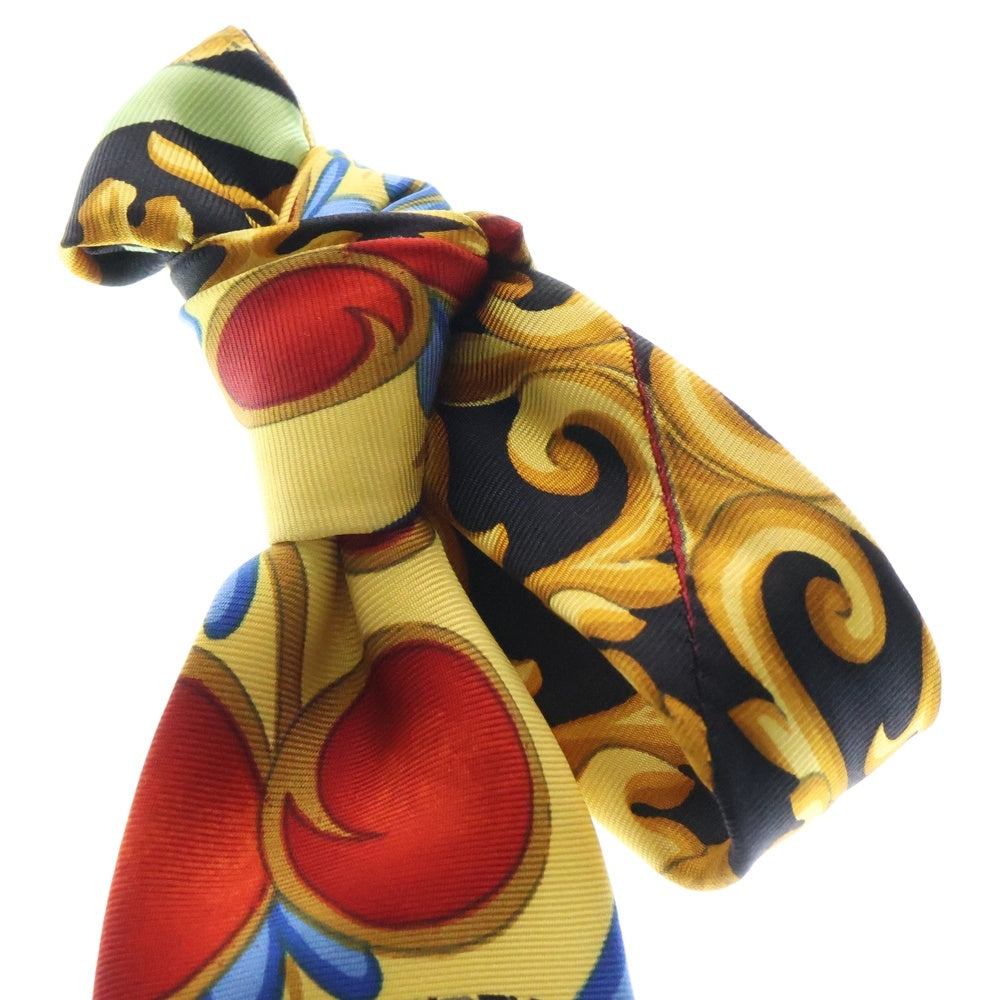 VERSACE(ヴェルサーチ) 総柄 ネクタイ ブラック×レッド
