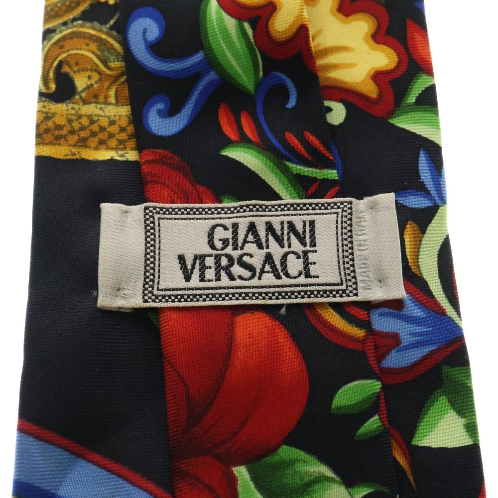 VERSACE(ヴェルサーチ) 総柄 ネクタイ ブラック×レッド