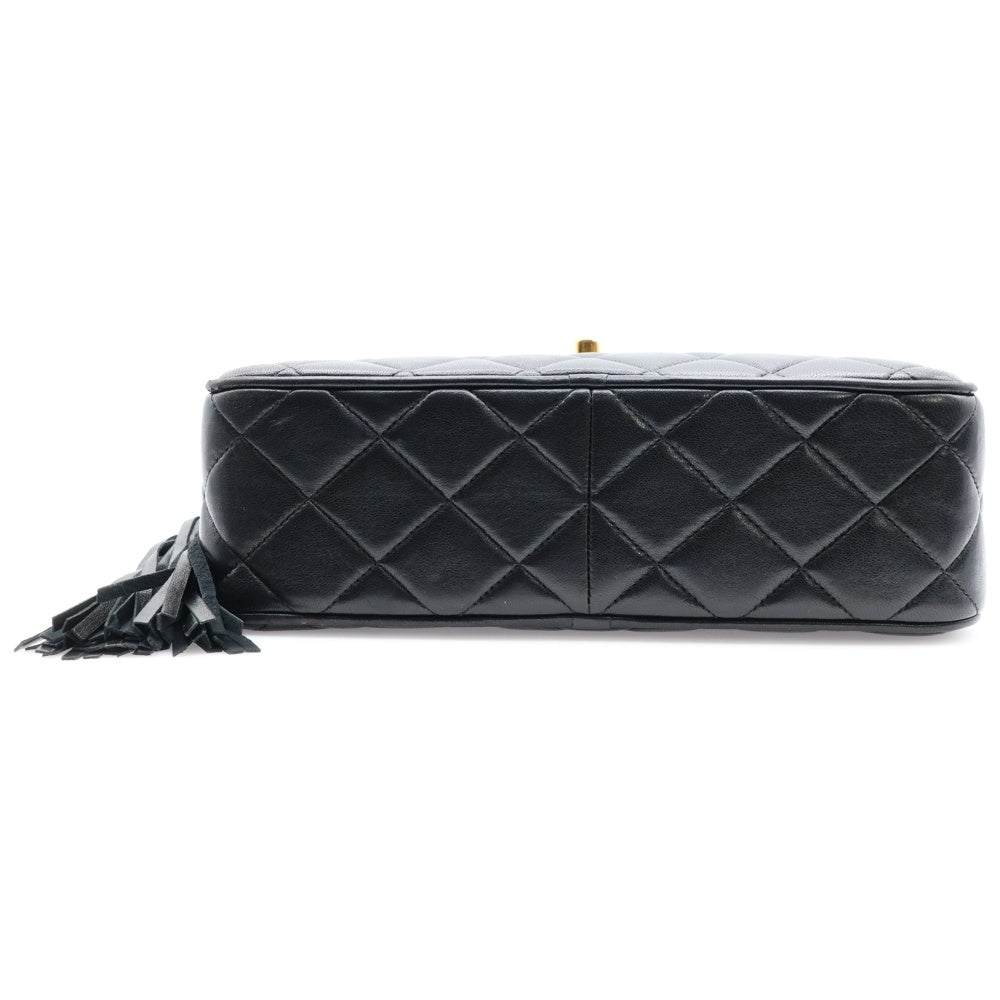 CHANEL(シャネル) マトラッセ フリンジ ダイアナフラップ チェーンショルダーバッグ ブラック ラムスキン ゴールド金具