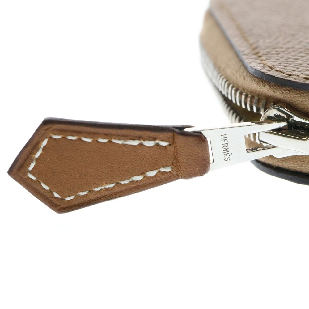 HERMES(エルメス) アザップシルクイン コインケース ウォレット 財布 ベージュ系 ブラウン キャメル エプソン シルバー金具 U刻印