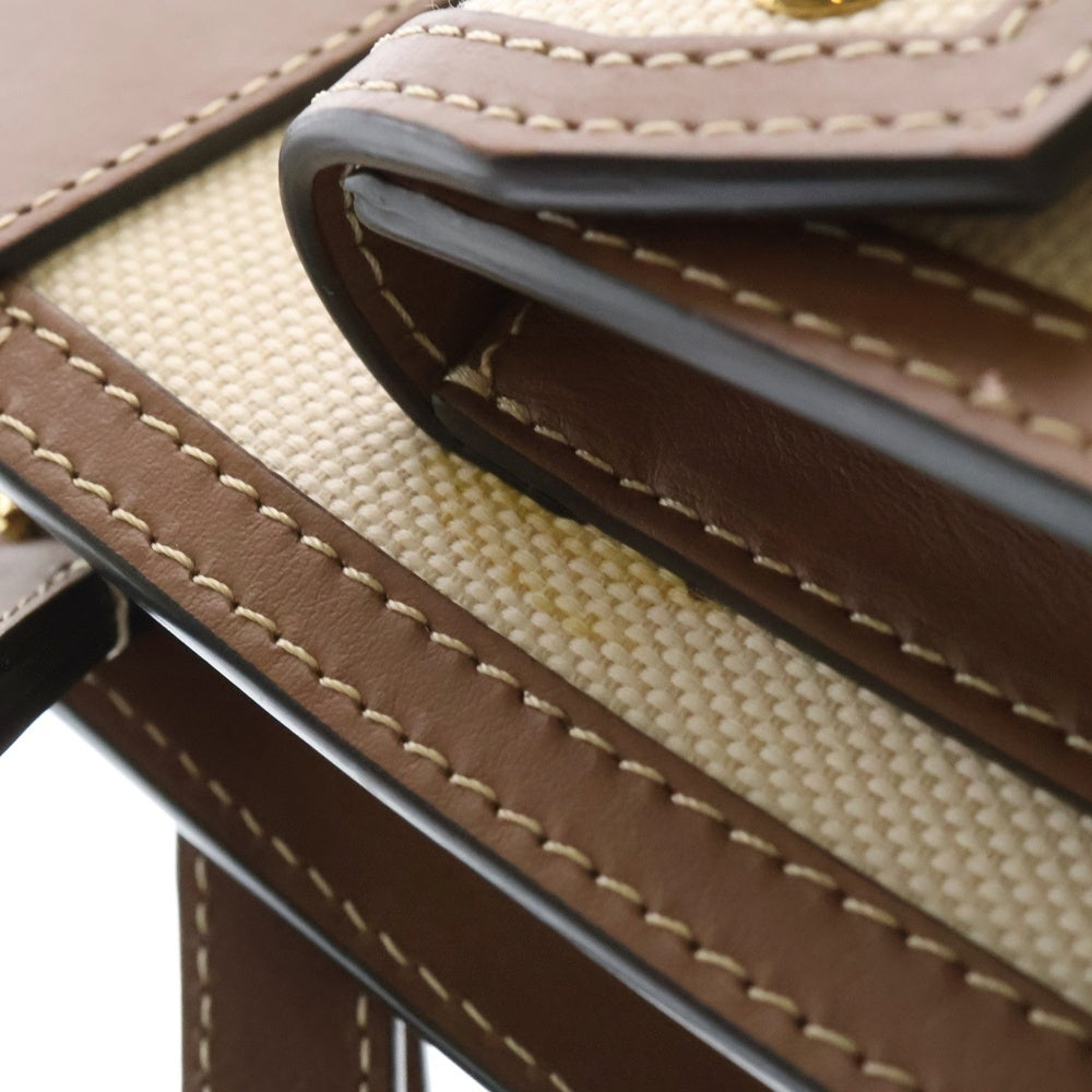 BURBERRY(バーバリー) ミニ ポケットバッグ ロゴプリント ツートン キャンバス レザー 2WAY ハンド ショルダーバッグ ベージュ/ブラウン 8031746