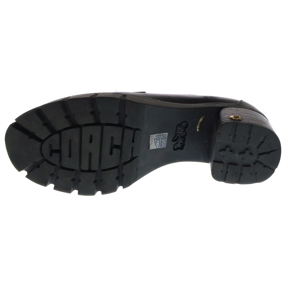 COACH(コーチ) COLLEEN LTR LOAFER Cロゴ ヒール レザー コイン ローファー ローカットシューズ ブラック レディース CC948