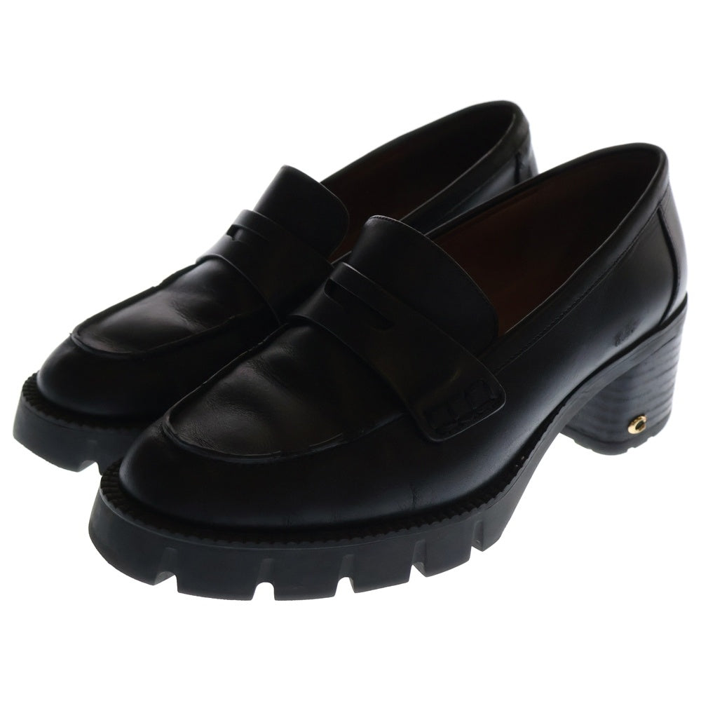COACH(コーチ) COLLEEN LTR LOAFER Cロゴ ヒール レザー コイン ローファー ローカットシューズ ブラック レディース CC948