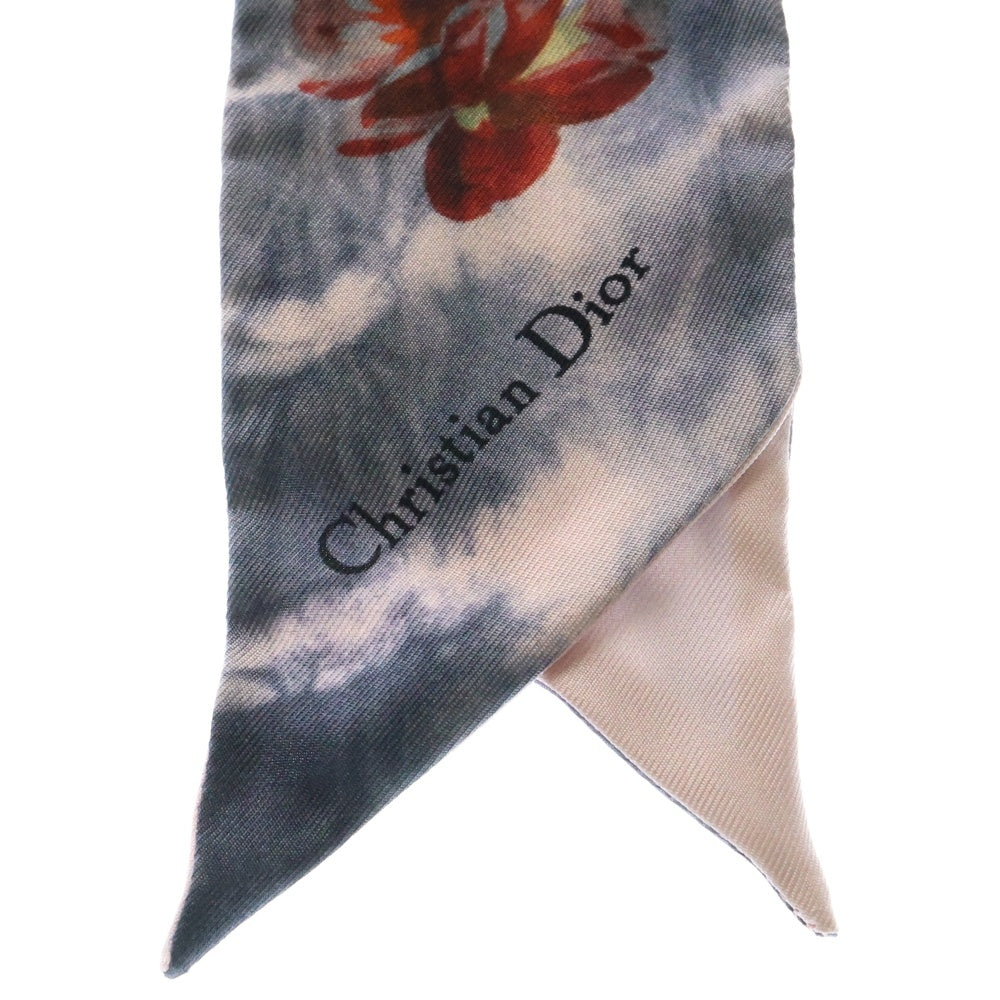 Christian Dior(クリスチャンディオール) ミッツァ シルク ロゴ フラワー プリント スカーフ ピンク/グレー 92TDR106I614