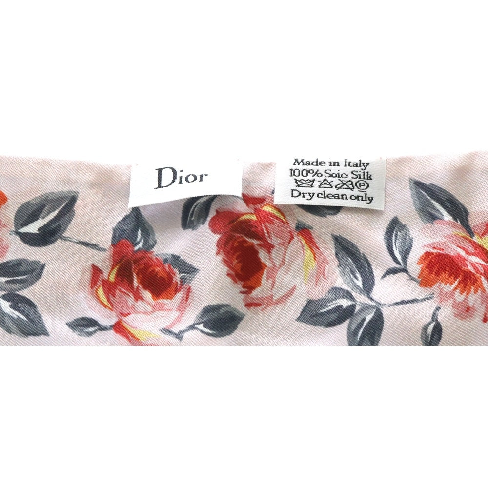 Christian Dior(クリスチャンディオール) ミッツァ シルク ロゴ フラワー プリント スカーフ ピンク/グレー 92TDR106I614