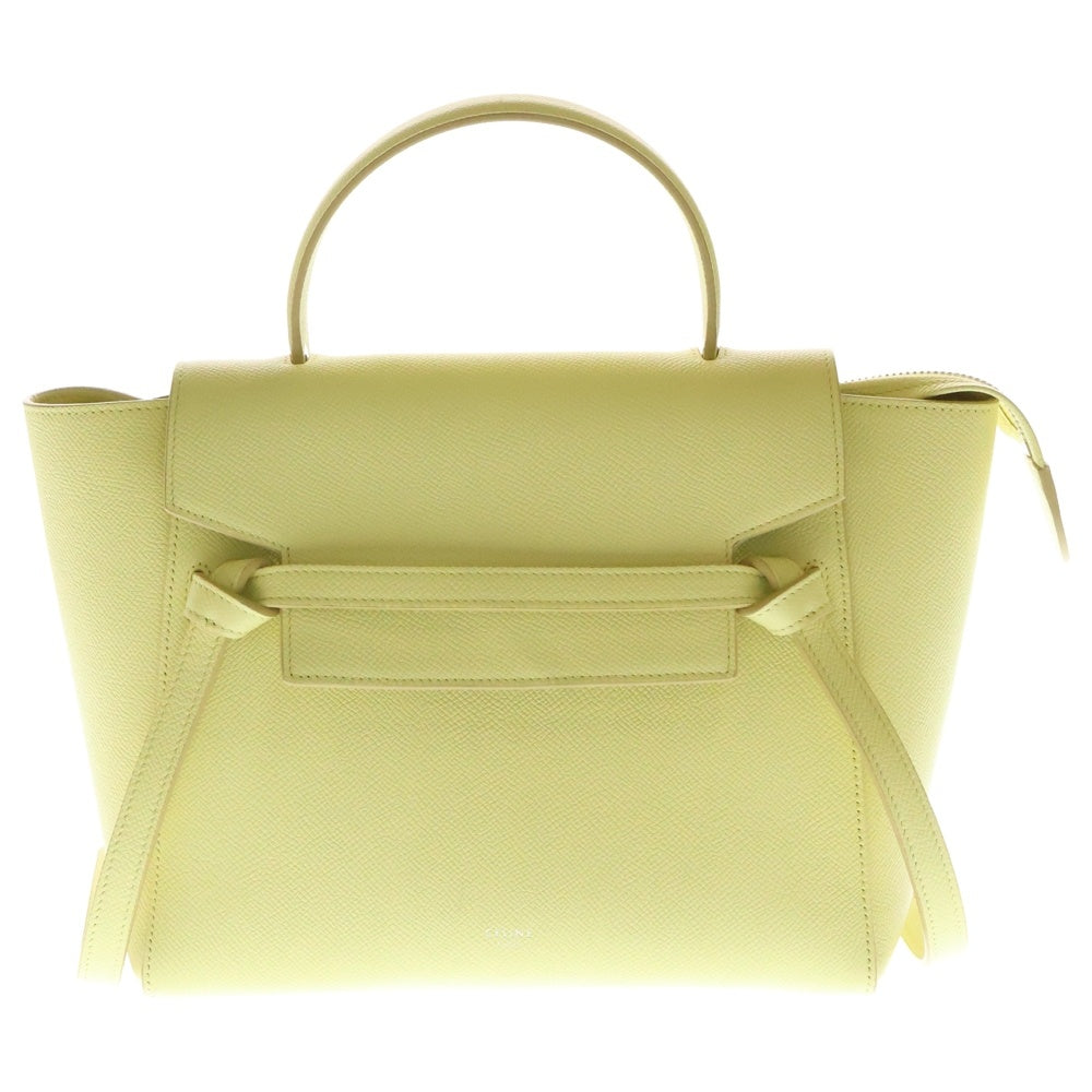 CELINE(セリーヌ) ベルトバッグ マイクロ レザー 2WAY ハンド ショルダーバッグ ライトイエロー レディース 189153