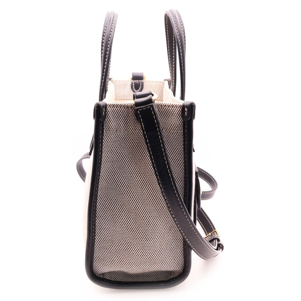 BURBERRY(バーバリー) ミニフレヤ ロゴプリント キャンバス レザー ショルダーバッグ ブラック 8044142