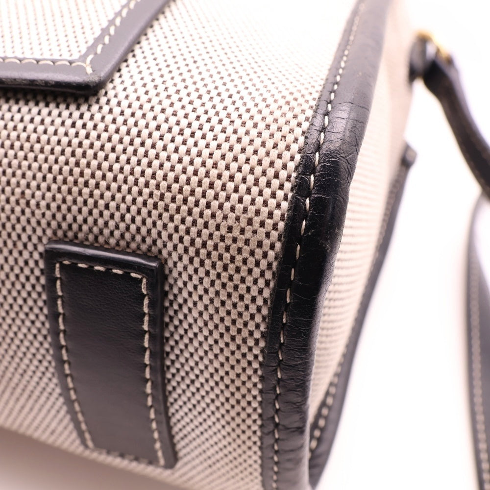 BURBERRY(バーバリー) ミニフレヤ ロゴプリント キャンバス レザー ショルダーバッグ ブラック 8044142