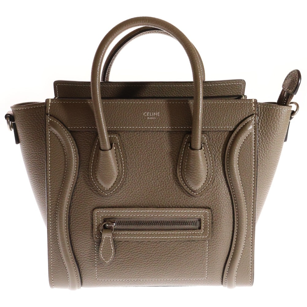 CELINE(セリーヌ) ラゲージ ナノショッパー 2WAY レザーハンドバッグ ショルダーバッグ ベージュ レディース