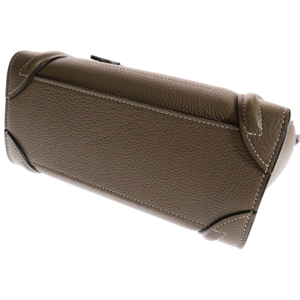 CELINE(セリーヌ) ラゲージ ナノショッパー 2WAY レザーハンドバッグ ショルダーバッグ ベージュ レディース