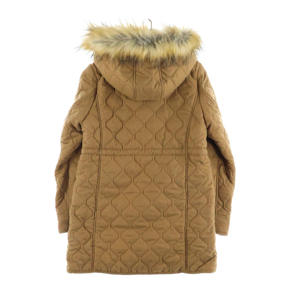 BELLE MAISON DAYS(ベルメゾンデイズ) BELLE MAISON DAYS ベルメゾンデイズ ファーフーデッド キルティング 中綿 ジップアップ ロングジャケット コート ブラウン レディース