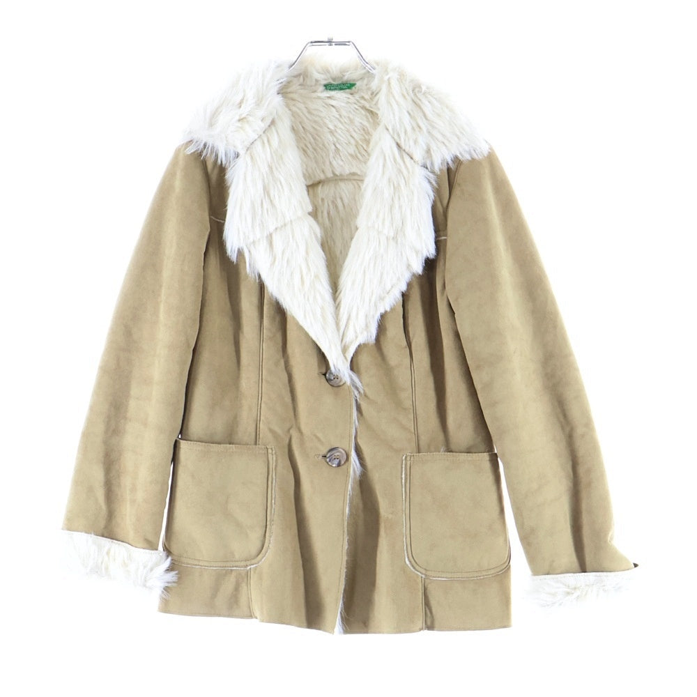 NO BRAND(ノーブランド) united colors of benetton ベネトン フェイクスウェード ファーライニング 2B テーラードジャケット ベージュ レディース