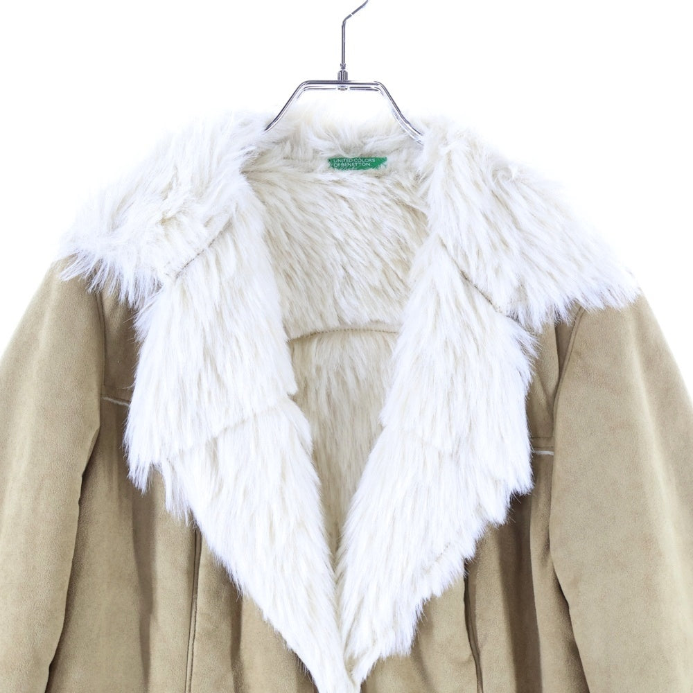 NO BRAND(ノーブランド) united colors of benetton ベネトン フェイクスウェード ファーライニング 2B テーラードジャケット ベージュ レディース