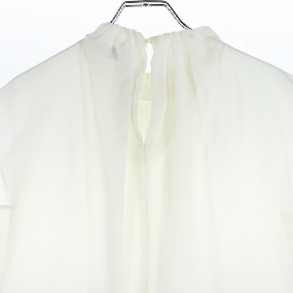 TOMORROWLAND(トゥモローランド) トリアセテート ギャザーカラー ノースリーブ トップス ホワイト レディース