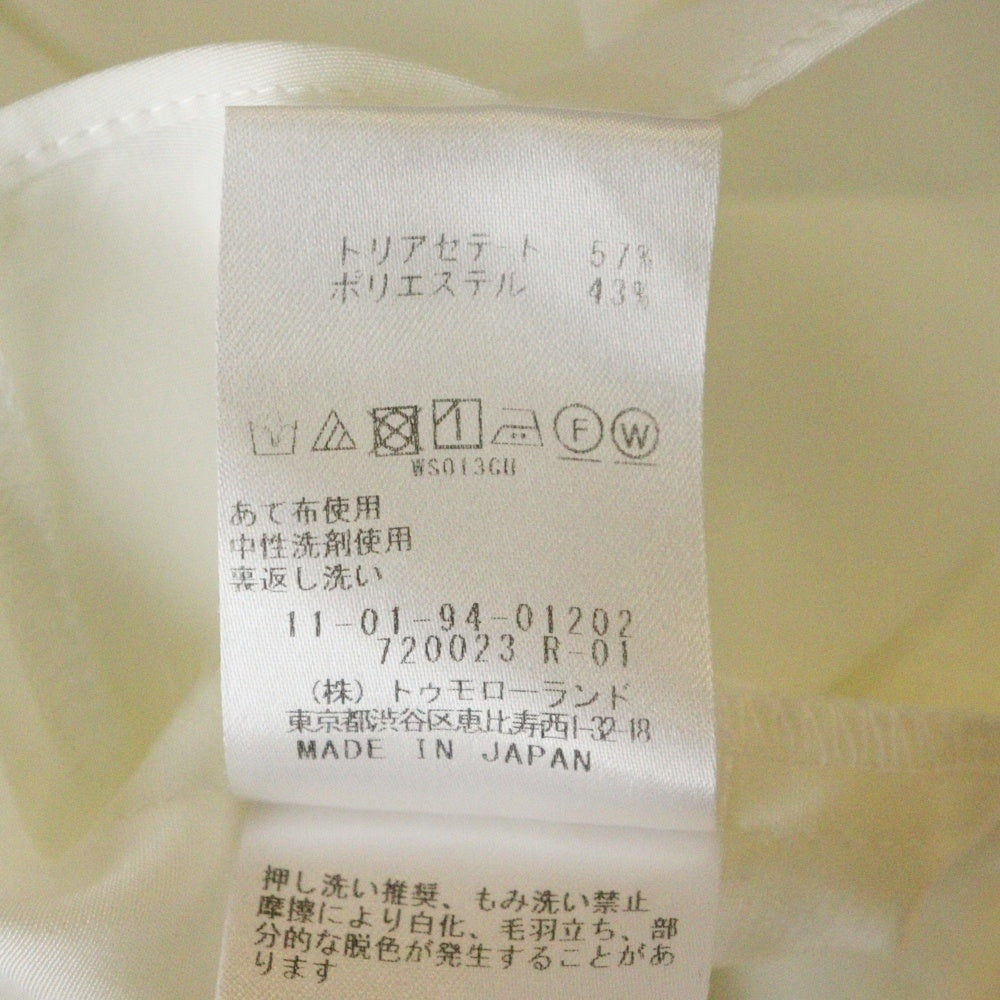 TOMORROWLAND(トゥモローランド) トリアセテート ギャザーカラー ノースリーブ トップス ホワイト レディース