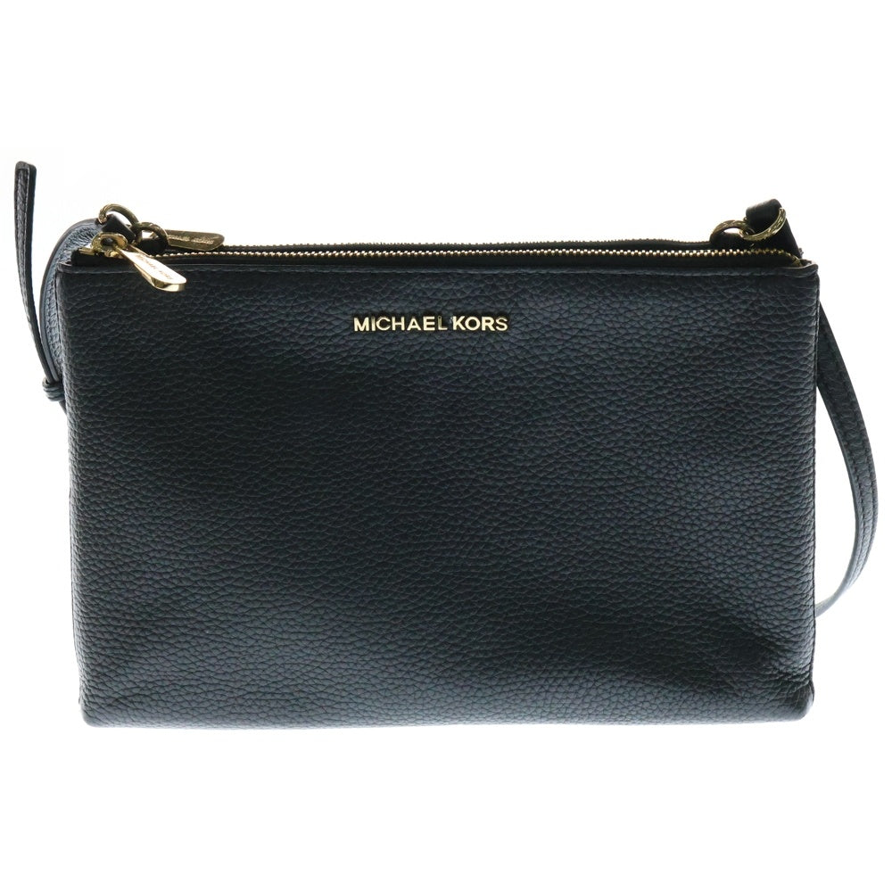 MICHAEL KORS(マイケルコース) ロゴプレート レザー ショルダーバッグ ゴールド金具 ブラック レディース 32S7GAFC3L