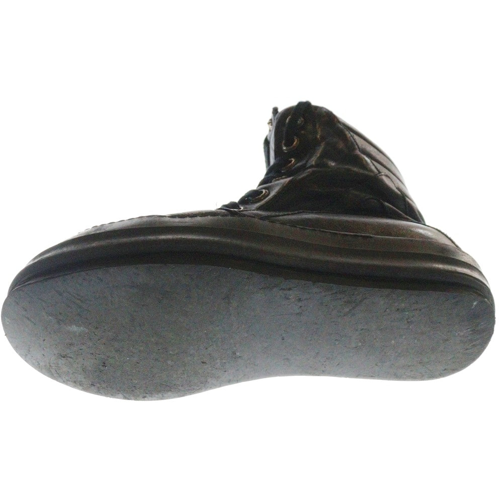 Rick Owens(リックオウエンス) ×CHROME HEARTS GEOBASKETクロムハーツ ジオバスケット CHクロス装飾 レザー ハイカットスニーカー ブラック