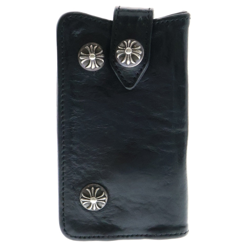CHROME HEARTS(クロムハーツ) KEY CASE クロスボールボタンレザーキーケース ブラック/シルバー