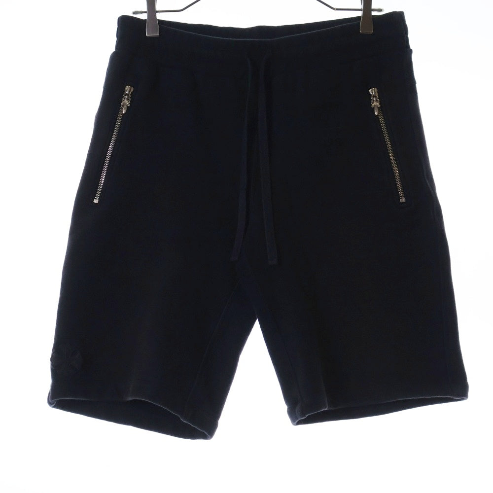 CHROME HEARTS(クロムハーツ) Y NOT レザーCHプラスパッチ ダガージップ スウェット ショート ハーフパンツ ショーツ ブラック