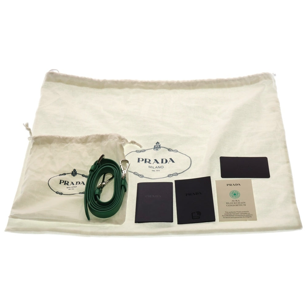 PRADA(プラダ) ムーン 2WAY ハンドバッグ ショルダーバッグ グリーン レザー 1BA381