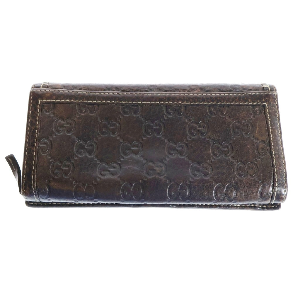 GUCCI(グッチ) グッチシマ ホースビット 二つ折り長財布 ロングウォレット カードケース ブラウン ゴールド金具 レザー 224258