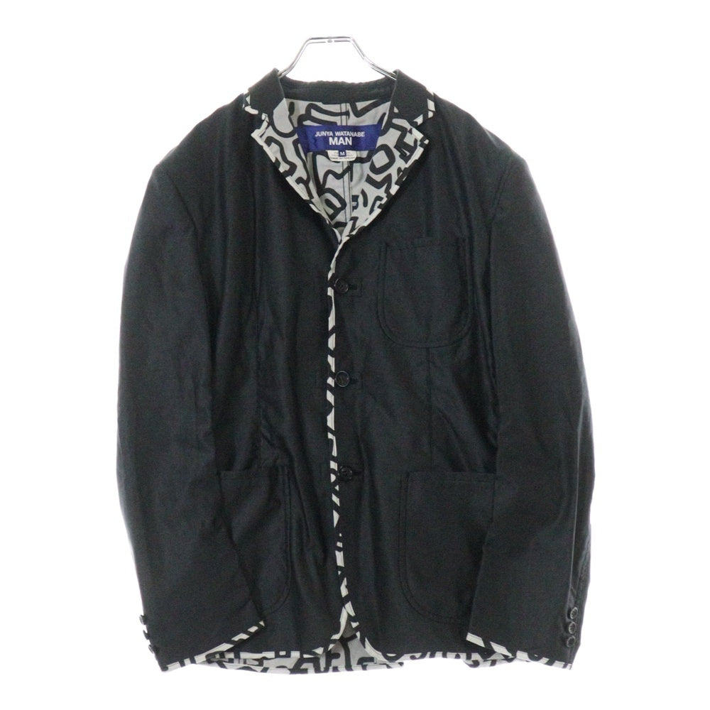 JUNYA WATANABE COMME des GARCONS(ジュンヤワタナベ コムデギャルソン) 23SS AD2022 Keith Haring キース へリング 裏地総柄プリント シルク ウール 3B テーラードジャケット グレー WK-J007