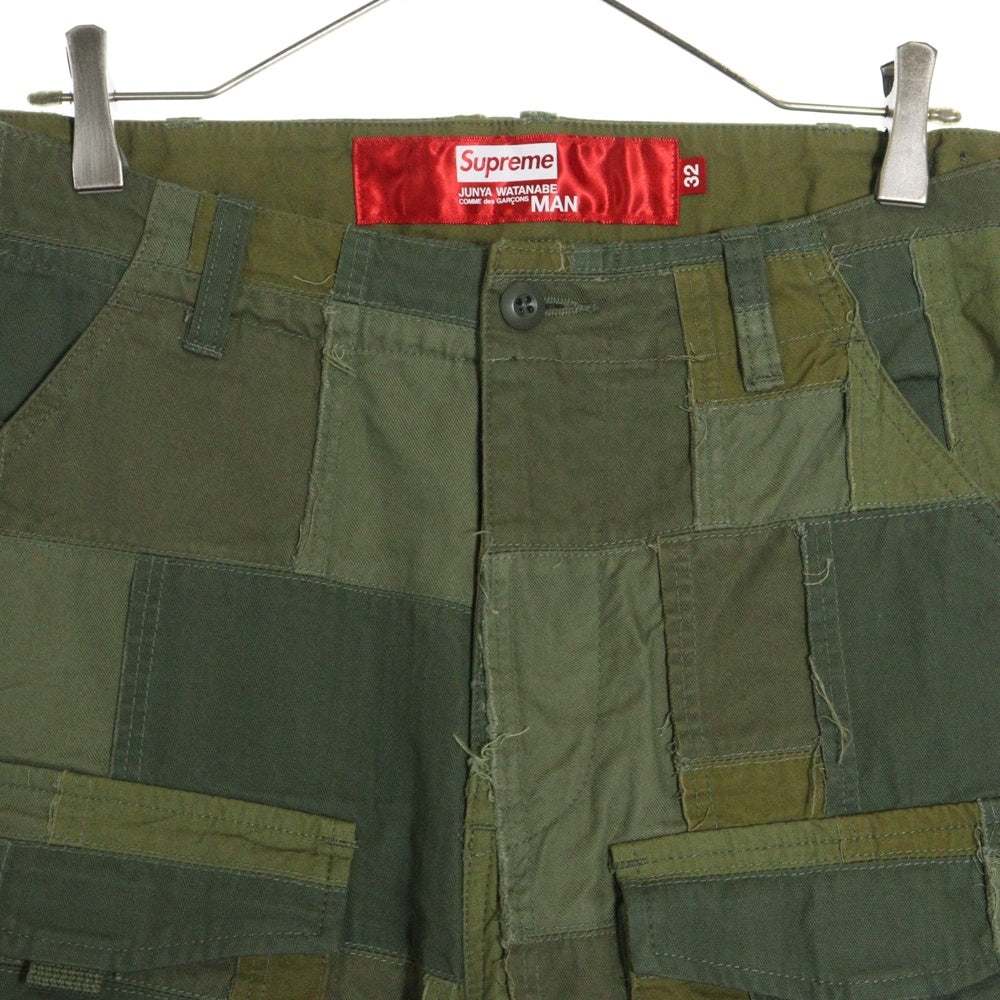 COMME des GARCONS JUNYA WATANABE MAN(コムデギャルソンジュンヤワタナベマン) 21AW ×シュプリーム Patchwork Cargo Pant マルチポケット パッチワーク ストレート カーゴパンツ オリーブ カーキ