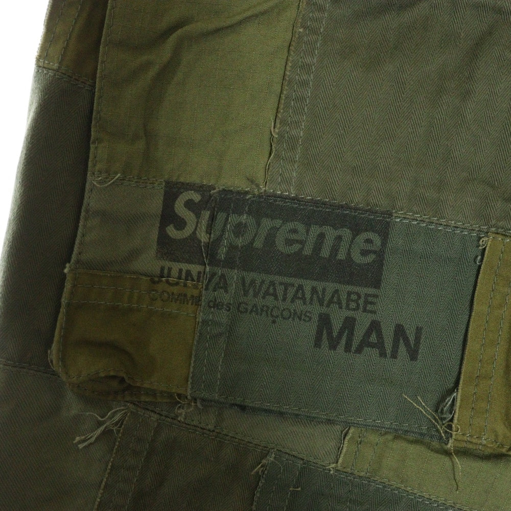 COMME des GARCONS JUNYA WATANABE MAN(コムデギャルソンジュンヤワタナベマン) 21AW ×シュプリーム Patchwork Cargo Pant マルチポケット パッチワーク ストレート カーゴパンツ オリーブ カーキ