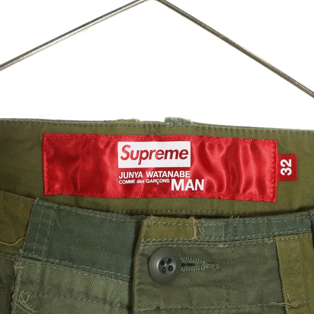COMME des GARCONS JUNYA WATANABE MAN(コムデギャルソンジュンヤワタナベマン) 21AW ×シュプリーム Patchwork Cargo Pant マルチポケット パッチワーク ストレート カーゴパンツ オリーブ カーキ